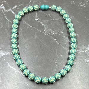 Vintage Green Over Carved Bone Necklace